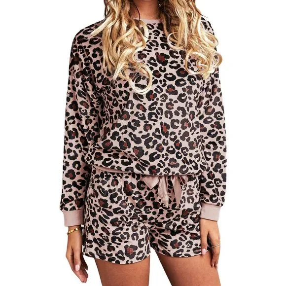 Pink Leopard Long Sleeve Shorts Lounge Set 2XL (4446) - Picture 6 of 6